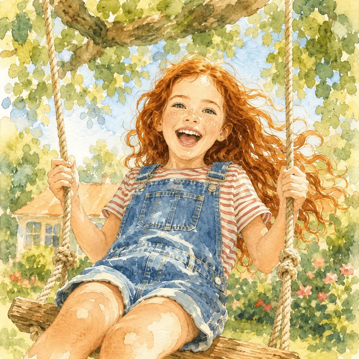 Child illustrated in Watercolor style